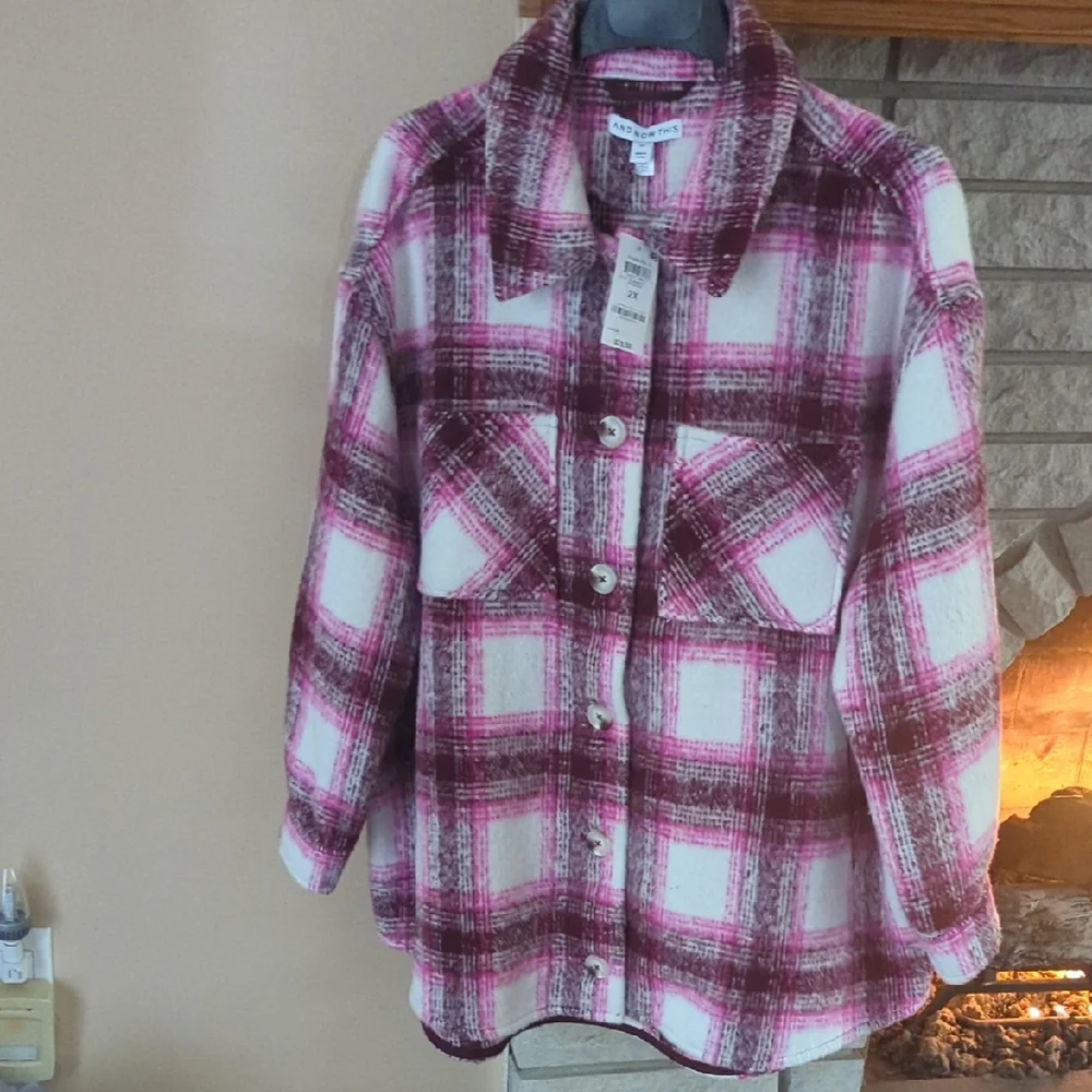 Plaid Button-Up Jacket - Picture 1 of 7